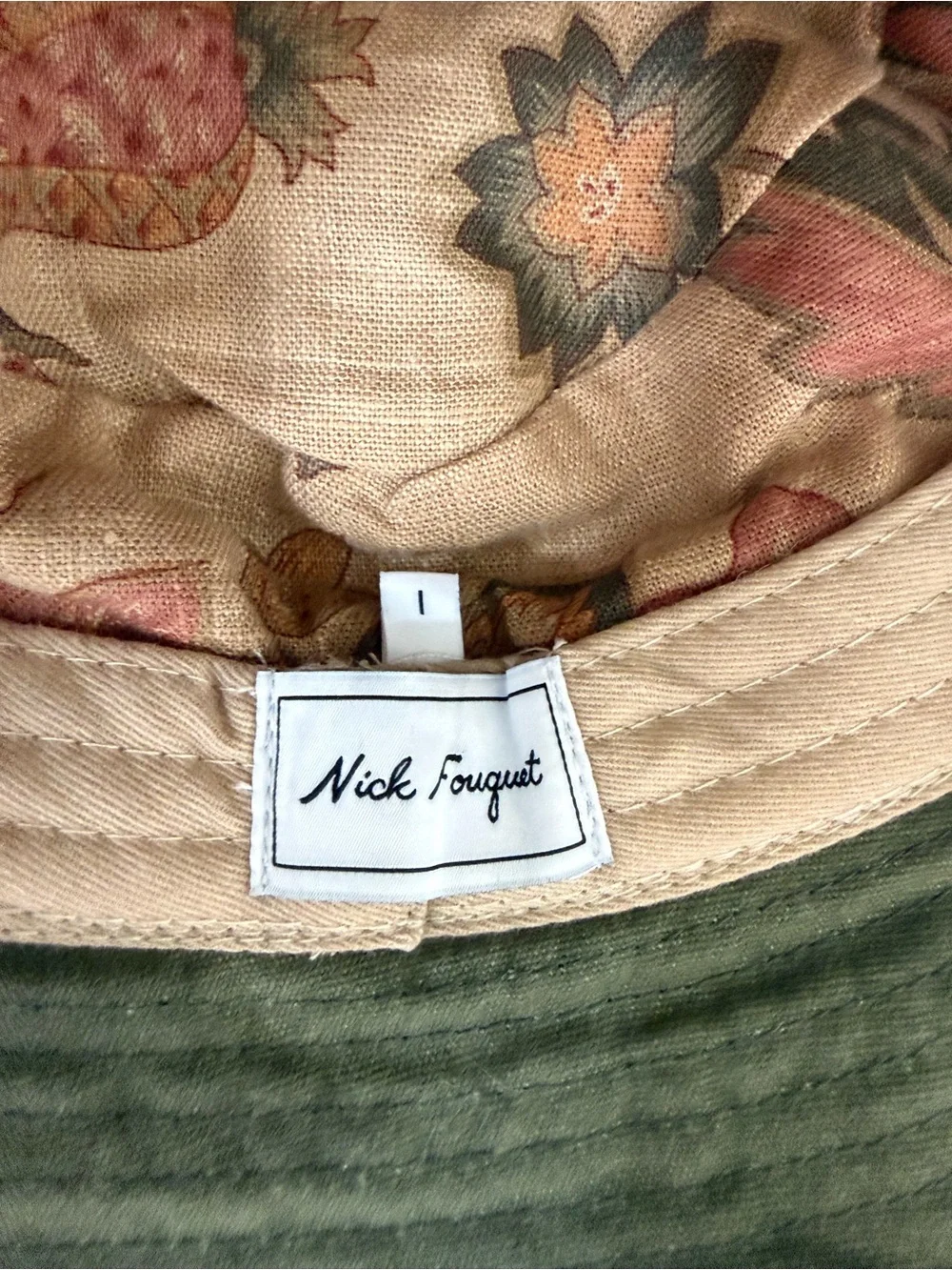 Nick Fouquet Olive Green Bucket Hat with LA Patch